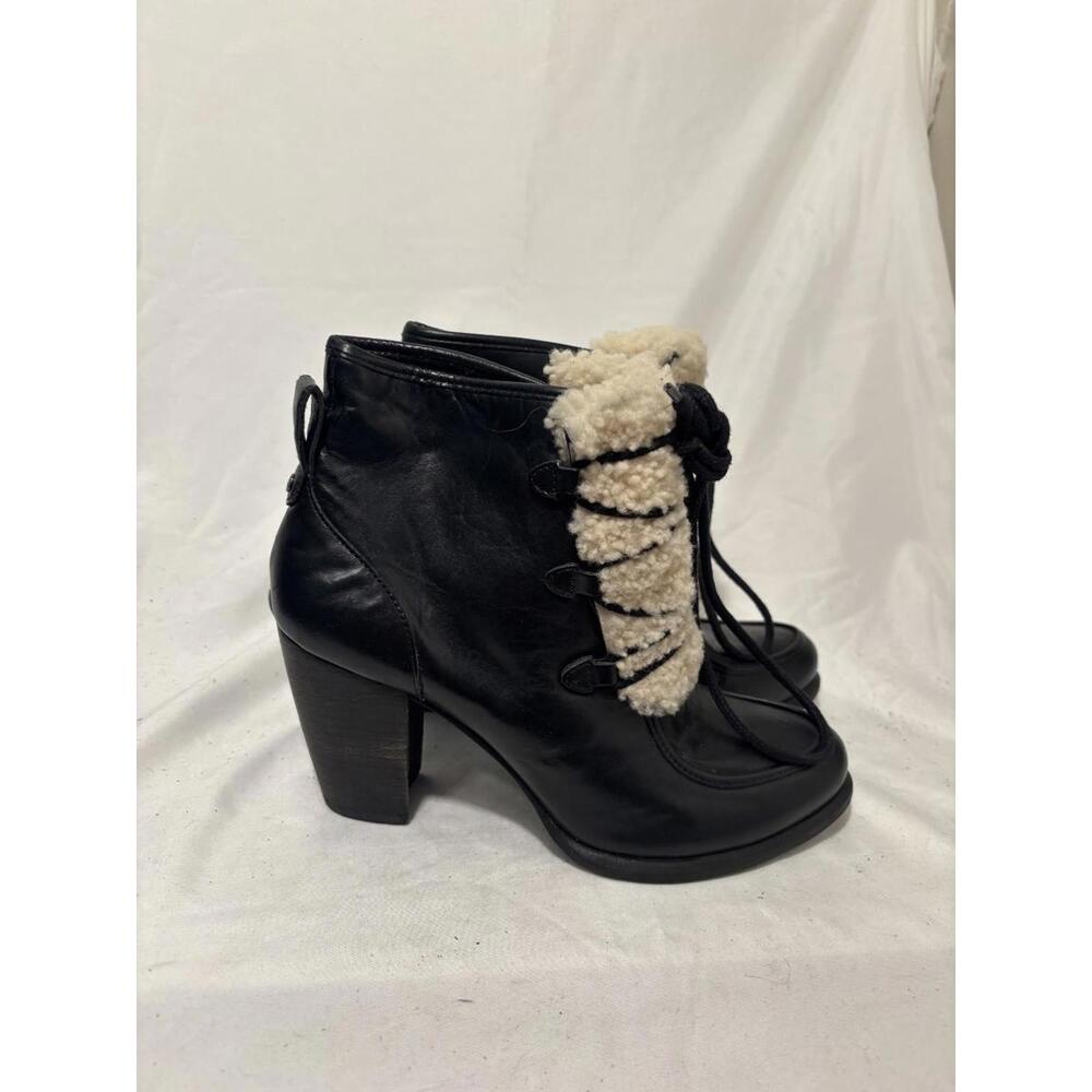UGG Women's Analise Black Leather Heel Size 7 Brand New